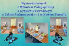 Wystawka książek o wypaleniu zawodowym w Szkole Podstawowej nr 3 w Nowym Tomyślu